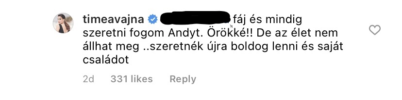 Vajna Tímea nem hagyta szó nélkül a támadó hozzászólásokat.szó nélkül a támadó hozzá