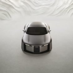 Static studio shot, exterior, frontal view