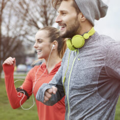 Endorphins during the jogging with girlfriend