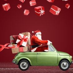 Santa Claus on car