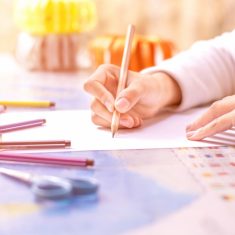 Hand write on notebook, on bright background